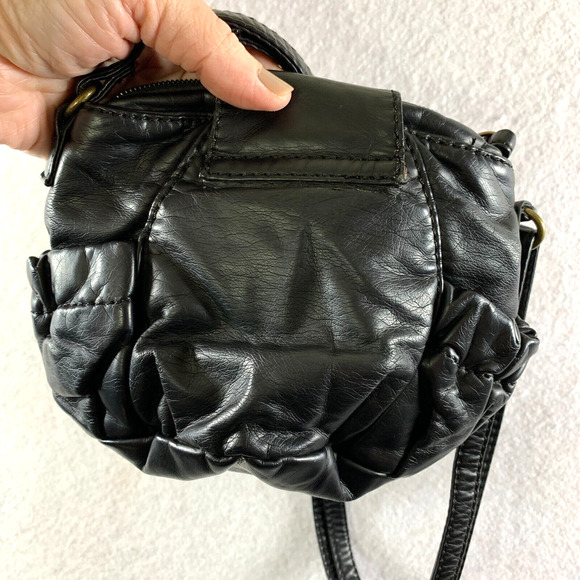 Womens Y2K Micro Purse Black Soft Vegan Leather Crossbody Option Side Pockets - Picture 6 of 16